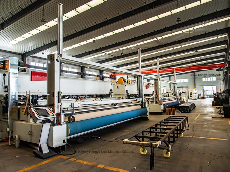 300g/m² polyester filament geotextile being produced on high-speed line