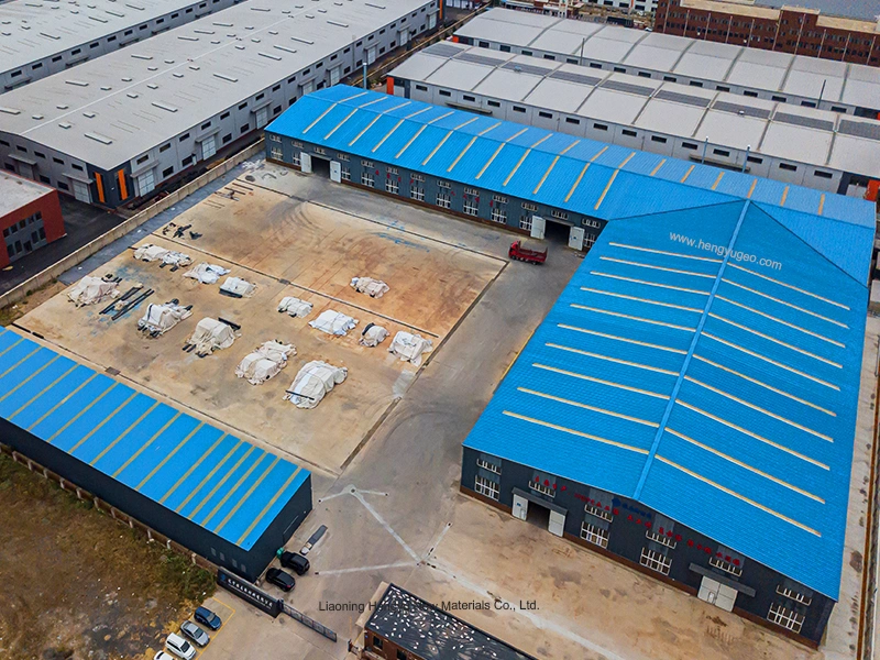 Aerial view of Hengyu Geosynthetics factory, a leading HDPE geomembrane and geotextile manufacturer in China, showing large scale production facilities.